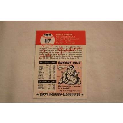 Sidney Sid Gordon 1991 Topps 1953 Archives NO. 117