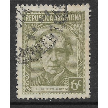 ARGENTINA REP 1935 PORTRAITS 6c GREEN ALBERD SG 650 FINE USED#