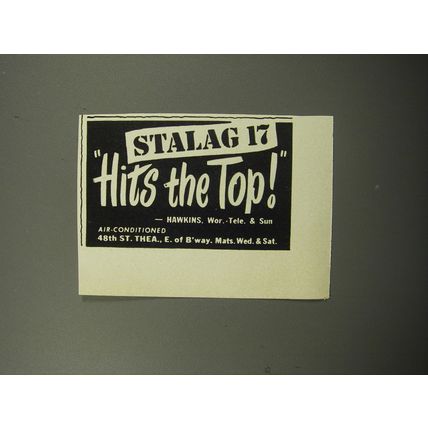 1951 Stalag 17 Play Ad - Stalag 17 Hits the Top! -Hawkins. Wor.-tele & Sun