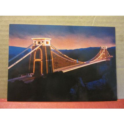 CLIFTON SUSPENSION BRIDGE AT NIGHT , BRISTOL unused postcard by J. Salmon =