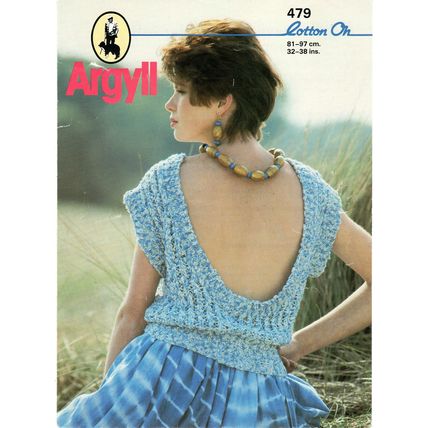 Argyll 479 4 ply cotton Sleeveless sweater Knitting pattern
