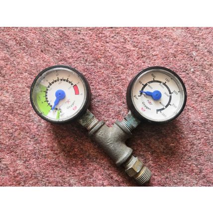 Vintage, BOC Oxygen Pressure Gauges x 2 - Welding, Pneumatics, Excellent Con