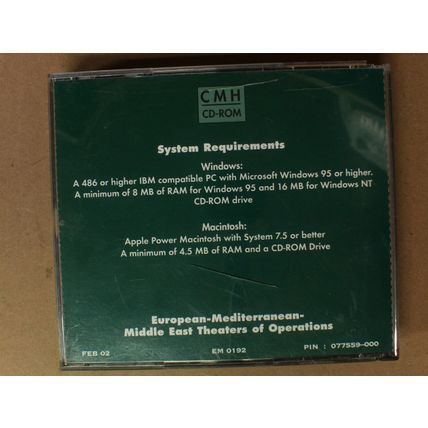 United States Army Center of Military History CD Rom World War II 2, set 1 of 7