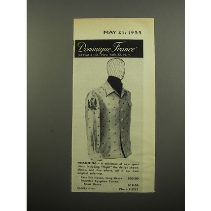 1955 Dominique France Flight Sport Shirt Advertisement
