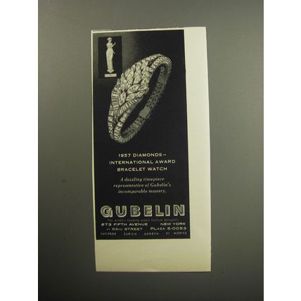 1957 Gubelin Watches Advertisement - International Award Bracelet Watch