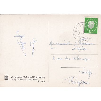 Maria Laach Germany Postcard posted 1961 VGC