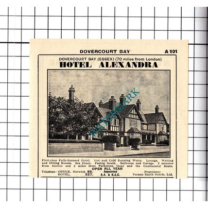 Hotel Alexandra Dovercourt Bay Essex Small Advert - 1958 Cutting / Print