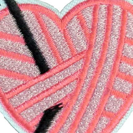 Love Knitting Heart Iron On Patch Wool Sew Badges Embroidery 4 cm x 6 cm P399