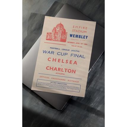 1944 FA War Cup Final Programme Cover A4 Print – Chelsea vs Charlton - CLEARANCE