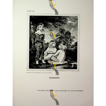 Children Bathing & Angry Father, Book Illustration (Print), 1910