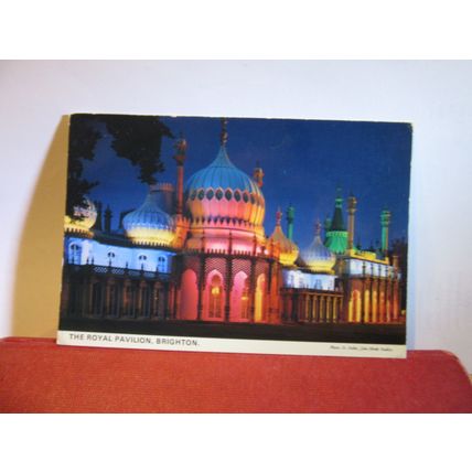 THE ROYAL PAVILION at night, BRIGHTON used postcard by John Hinde 1976 pm =