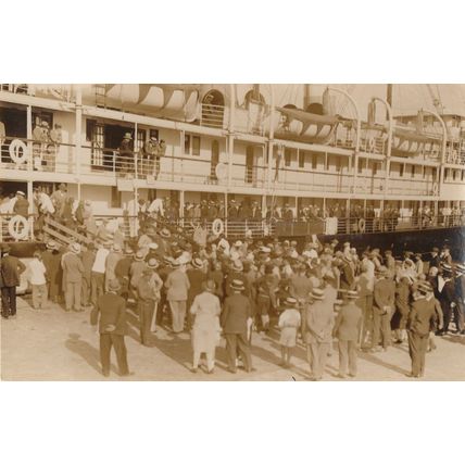 Montevideo Old Ship Ferry Uruguay Real Photo Propaganda Postcard