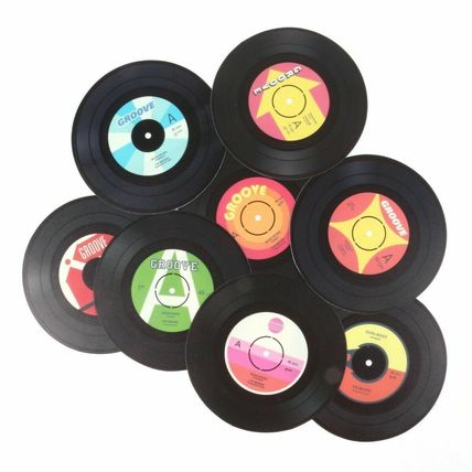 4x VINYL RECORD COASTERS Retro Cup Drink Place Mat Coffee Tea Table Protector