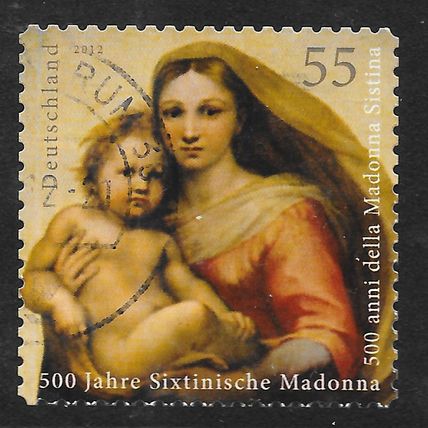 GERMANY 2012 500 YEARS MADONNA & CHILD 55c USED DIE CUT