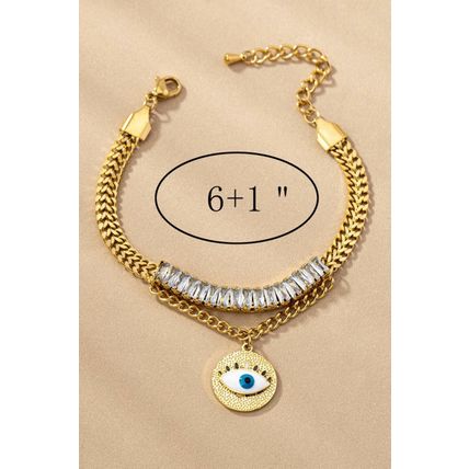 waterproof CZ stainless steel evil eye bracelet