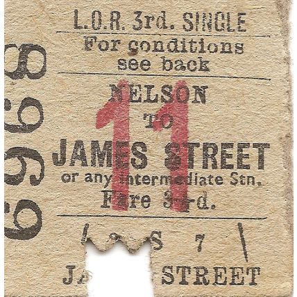 Liverpool Overhead Railway Edmondson Ticket - Nelson to James Street