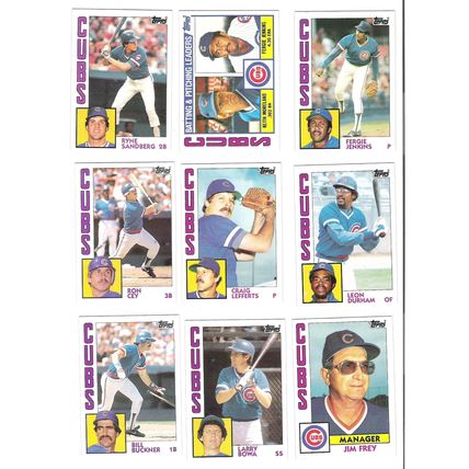 1984 Topps Chicago Cubs team set 26 cards- Sandberg, Jenkins HOF