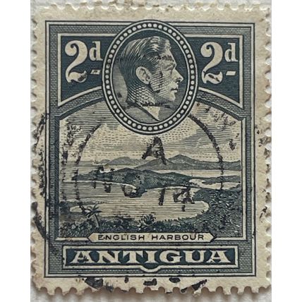 Antigua KGVI 1938 2d Grey English Harbour Used SG 101 Sc 87 postage stamp king
