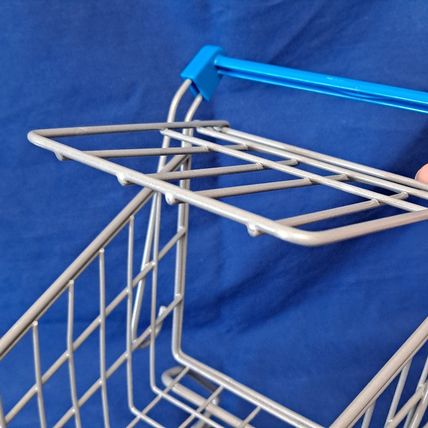 Min/Small METAL SHOPPING CART Rolling Wheels Toy Doll Decor Display 10" Basket