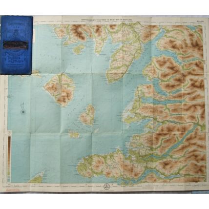 c1914 Bartholomew's New Reduced Survey Coloured linen map Sheet 14 Mallaig