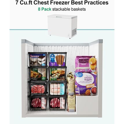 Ispecle Freezer Organizer Bins - 4 Pack Small Stackable Deep Freezer Organizer B