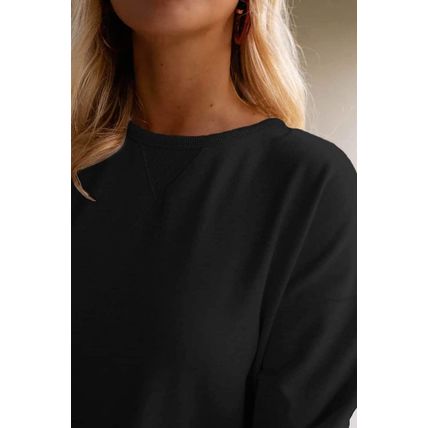 Black Solid Color Puff Sleeve Ruffle Hem Mini Dress