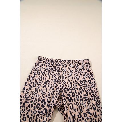 Khaki Leopard Print Ribbed Textured Knit Biker Shorts
