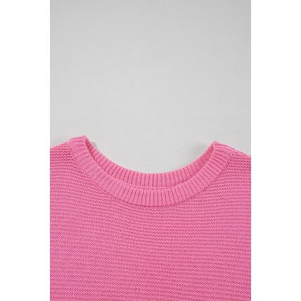 Sachet Pink Solid Color Sweater Tee with Side Slits