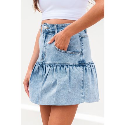 Myosotis Bubble Hem Denim Mini Skirt