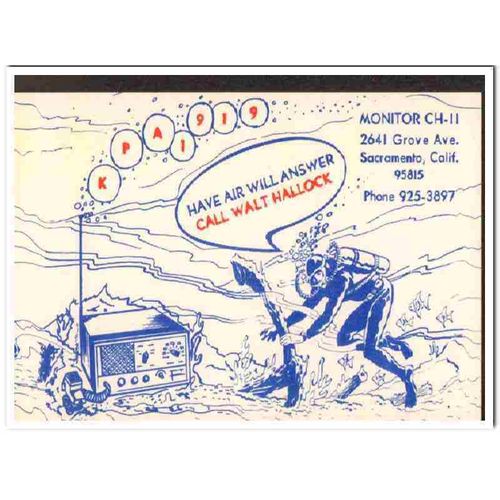 kpa-1919 walt hallcock sacramento calif 1960s cb qsl vintage postcard