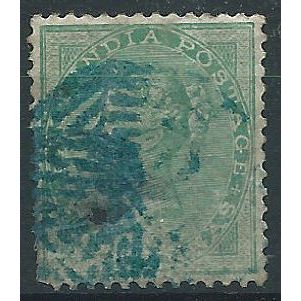 India 1864 SG47 4a Green FILLER (hole/thin) Used . . ..