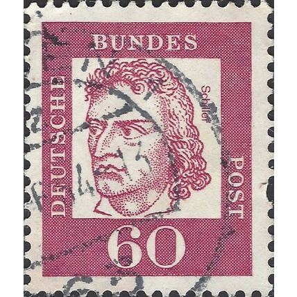 GERMANY, Friedrich von Schiller, poet, dark magenta 1962, 60pf, #9