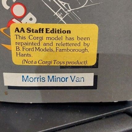 Corgi C957/4 Morris Minor Van - Rare repainted / relettered AA Staff Edition
