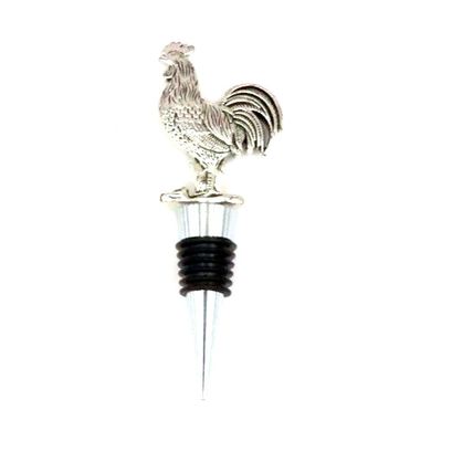 Cockerel Wine Bottle Stopper Metal Silver Colour Gift Home Decor 12.5 CM Wine