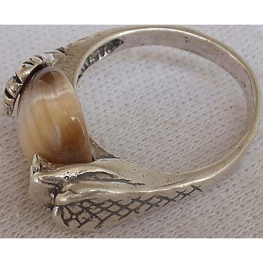 Brown cat eye silver ring