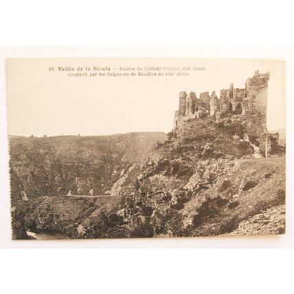 vintage postcard Ruins du Chateau Rocher