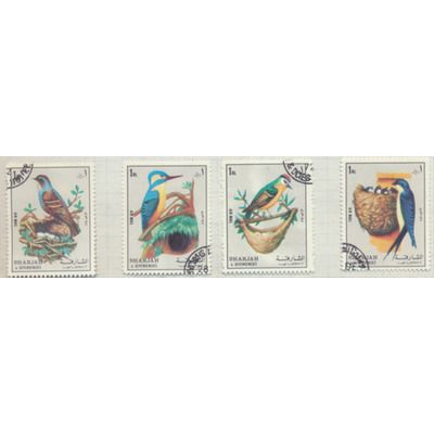 Sharjah & Dependencies Stamps, Birds & Nests, CTO, 4 Different