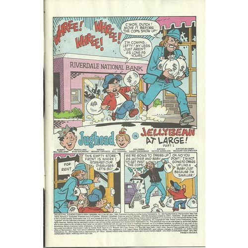 Archie's Pal Jughead Comic #62 Nov. November 1994 Archie Comics Series Jellybean