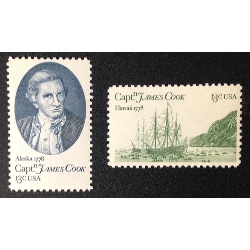 US Stamp #1732-33 mint: 1978 13c Captain James Cook, Alaska & Hawaii - MNH
