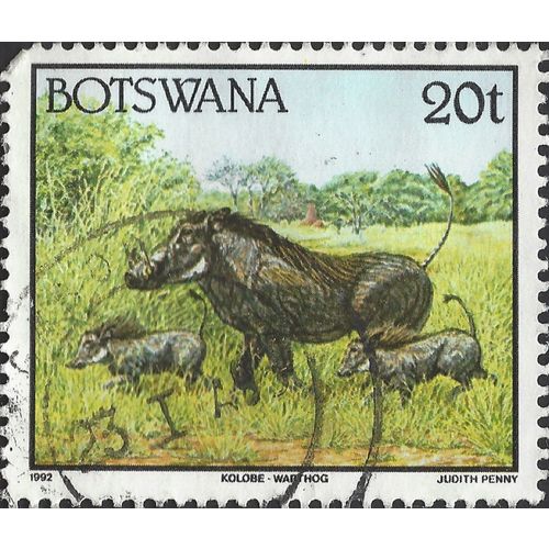 BOTSWANA, MAMMAL, Warthog, green 1992, 20t, #4