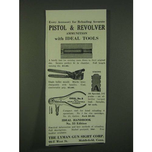 1940 Lyman Ideal Tools Ad - Single Bullet Mould, Ideal No. 3 Tool