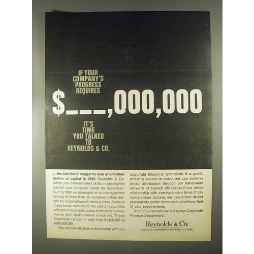 1967 Reynolds & Co. Brokers Ad - Company's Progress