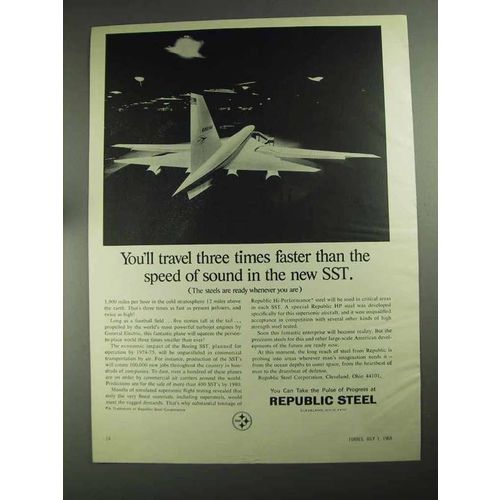 1968 Republic Steel Ad - Speed of Sound in New SST
