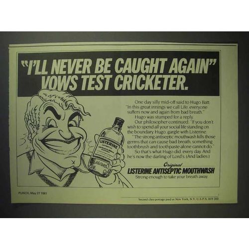 1981 Listerine Mouthwash Ad - Never Be Caught Again