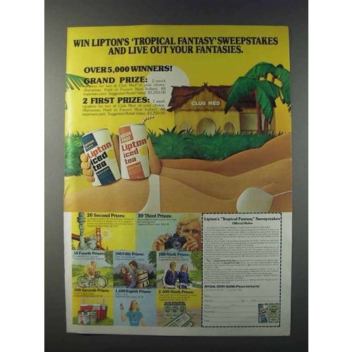 1981 Lipton Iced Tea Ad - Tropical Fantasy Sweepstakes