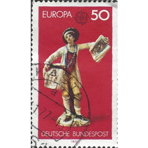 GERMANY, statuette, newspaper seller, red 1976, 50pf, #2