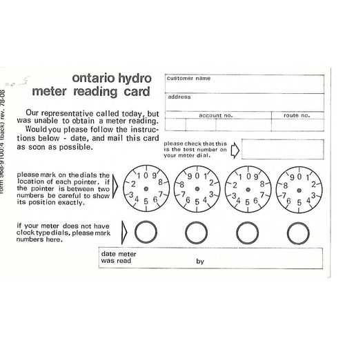 Canada Permit Post Card MINT Ontario Hydro RETURN