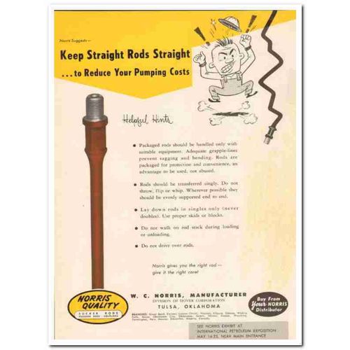 W C NORRIS MANUFACTURER 1959 straight Sucker Rods costs vintage ad