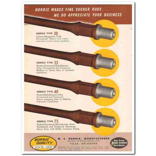 W C NORRIS MANUFACTURER 1959 Appreciate business sucker rod vintage ad
