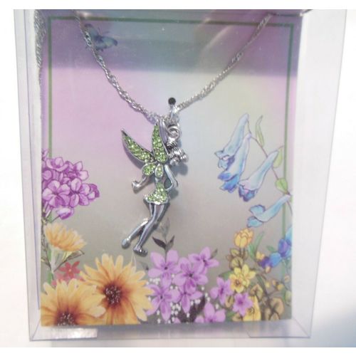 Kids Fairy Necklace Secret Garden Green Gemstone Crystal 18" Necklace Gift